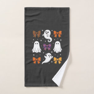 Cute Ghost with Bows Halloween Design_1 Hand Towel