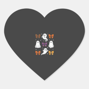 Cute Ghost with Bows Halloween Design_1 Heart Sticker