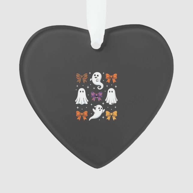 Cute Ghost with Bows Halloween Design_1 Ornament (Front)