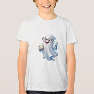 Cute Ghost with Glasses Funny Halloween Design Tri-Blend Shirt