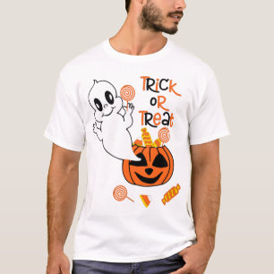 Cute ghost with halloween candy T-Shirt