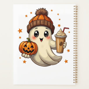 Cute Ghost with Pumpkin & Coffee Halloween Planner