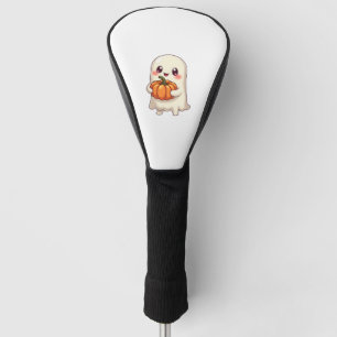 Cute Ghost with Pumpkin � Funny Halloween Golf Head Cover