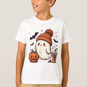 Cute Ghost with Pumpkin Halloween  T-Shirt