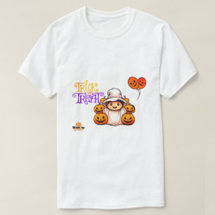 Cute Ghost with Pumpkins Trick or Treat Halloween T-Shirt