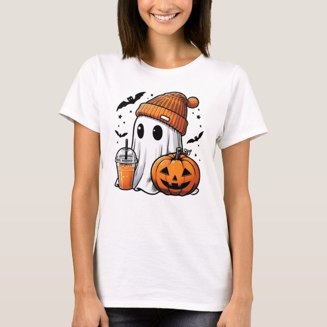 Cute Ghost Womens Halloween T-Shirt (Front)