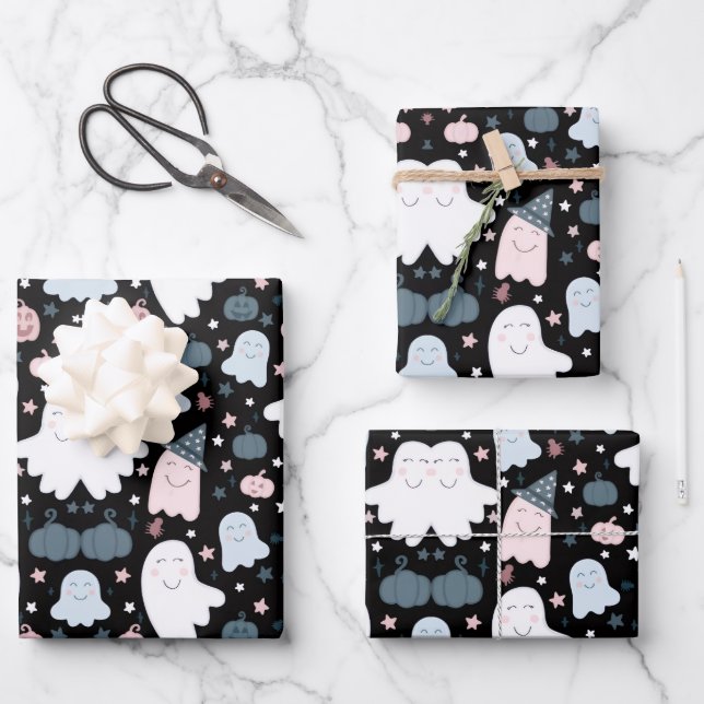 CUTE GHOST  WRAPPING PAPER SHEET (Front)