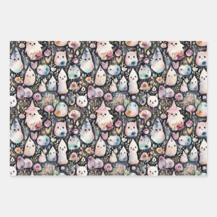Cute Ghostly Garden Wrapping Paper Sheet