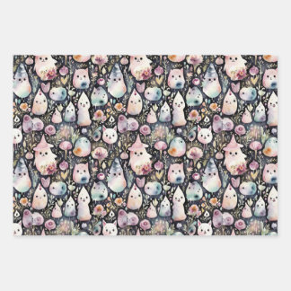 Cute Ghostly Garden Wrapping Paper Sheet