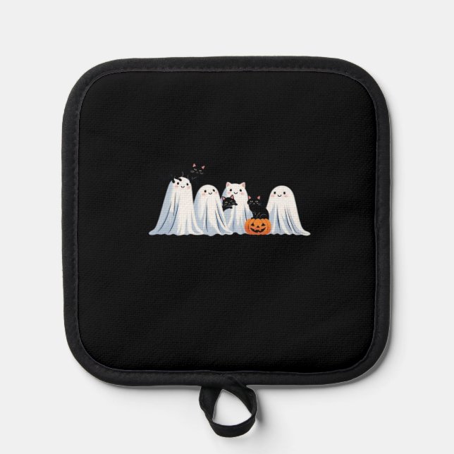 Cute Ghosts and Black Cats Halloween � Spooky Seas Pot Holder (Front)