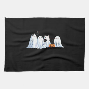 Cute Ghosts and Black Cats Halloween � Spooky Seas Tea Towel