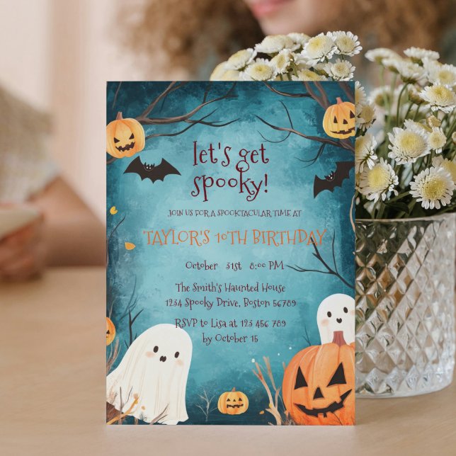 Cute Ghosts and Pumpkins Halloween Birthday Party  Invitation (Creator Uploaded)