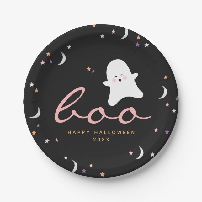 Cute Ghosts Boo Halloween Paper Plate (Front)