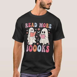 Cute Ghosts Books Read More Boooks Funny Teacher H T-Shirt
