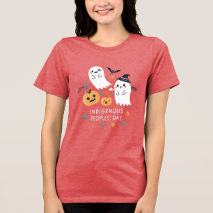 Cute ghosts celebrating Indigenous Peoples' Day Tri-Blend Shirt