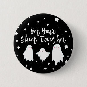 Cute Ghosts   Get Your Sheet Together   Halloween 6 Cm Round Badge