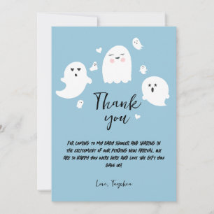 Cute Ghosts Halloween Boy Baby Shower Thank You Card