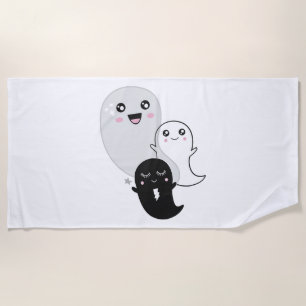 cute ghosts halloween kawaii beach towel