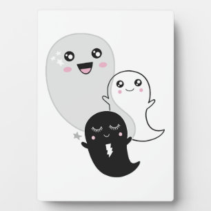 cute ghosts halloween kawaii plaque
