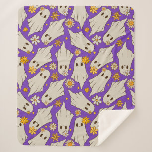 Cute Ghosts Halloween Pattern Sherpa Blanket