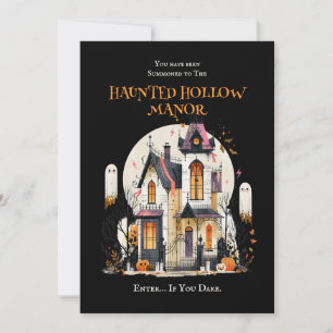 Cute Ghosts Haunted Hollow Manor Halloween Party Invitation