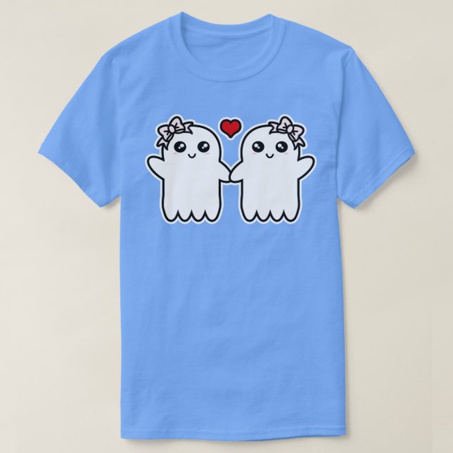 Cute Ghosts Holding Hands T-Shirt (Design Front)