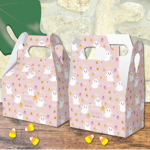 Cute Ghosts Pink Halloween Baby Shower Favour Box