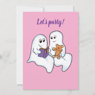 Cute ghosts reading together at Halloween Invitation