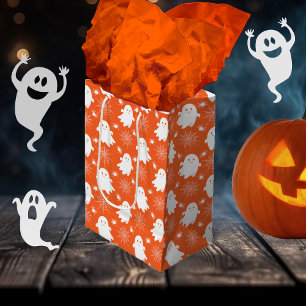 Cute Ghosts   Spiders   Spider Webs Halloween Medium Gift Bag