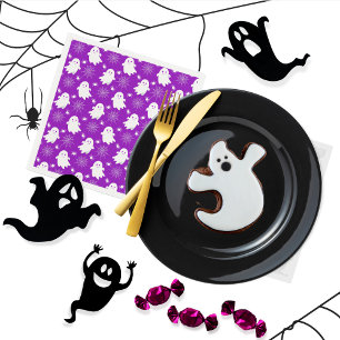 Cute Ghosts   Spiders   Spider Webs Halloween Napkin