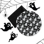 Cute Ghosts | Spiders | Spider Webs Halloween Paper Plate<br><div class="desc">Cute ghosts,  spiders and spider webs on a black background Halloween pattern.</div>