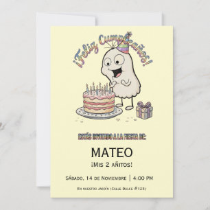 Cute Ghosty Birthday Invitation Sweet Cake