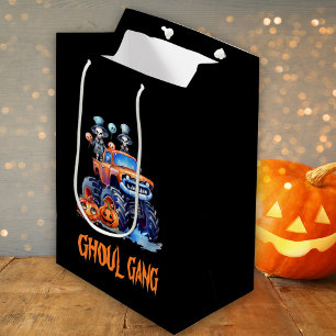 Cute Ghoul Gang Skeletons Spooky Truck Halloween Medium Gift Bag