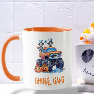 Cute Ghoul Gang Truck Spooky Typography Halloween Mug