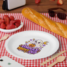Cute Ghouls Night Out Ghost Halloween Paper Plates