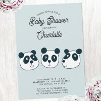 Cute Giant Panda Bear Baby Shower Invitation
