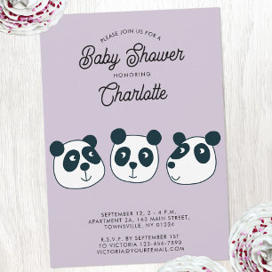 Cute Giant Panda Bear Baby Shower Invitation
