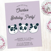 Cute Giant Panda Bear Birthday Party Invitation