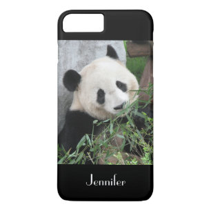 Cute Giant Panda, Black Background, Custom Name Case-Mate iPhone Case
