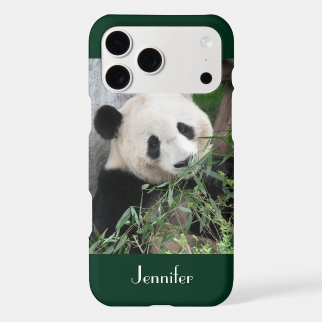 Cute Giant Panda Dark Green Background, Name,  (Back)