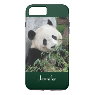 Cute Giant Panda Dark Green Trim Personalised Name Case-Mate iPhone Case