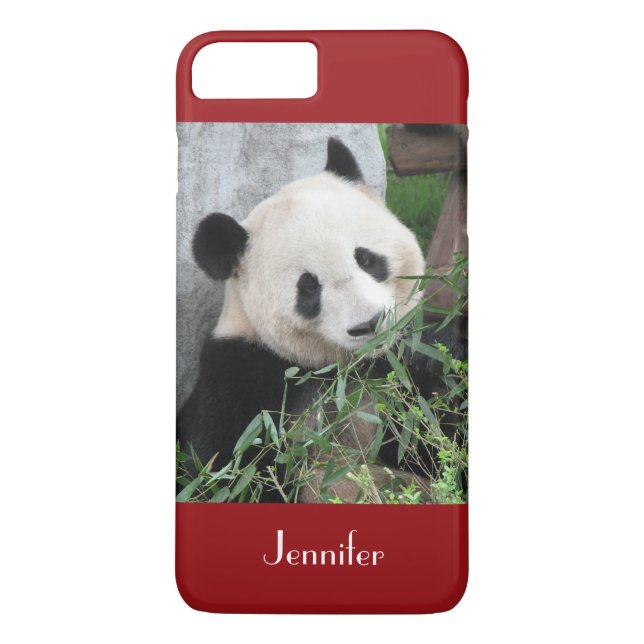 Cute Giant Panda, Dark Red, Custom with Name Case-Mate iPhone Case (Back)