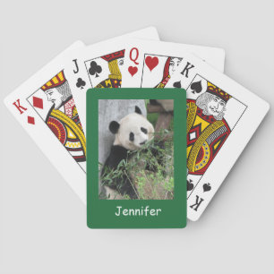 Cute Giant Panda, Green Background, Playing Cards