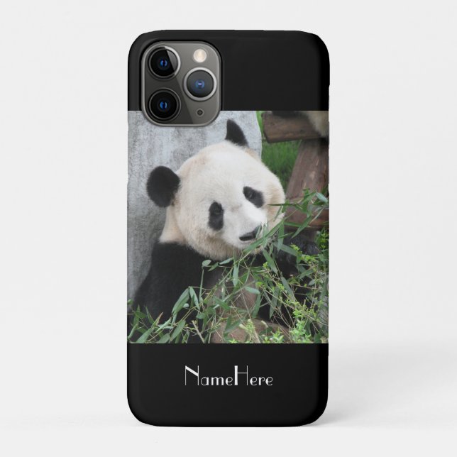 Cute Giant Panda, Name, Black Case-Mate iPhone Case (Back)