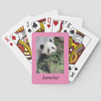 Cute Giant Panda, Pink Background,  Playing Cards