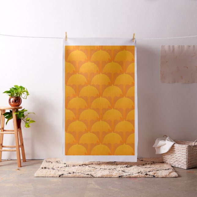 Cute Giant Yellow Orange Umbrellas  Pattern Fabric (In Situ)
