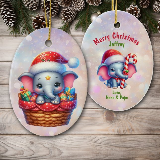Cute Gift Basket Elephant Kids Ceramic Tree Decoration (Creator Uploaded)