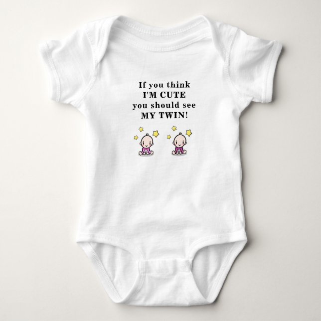 Cute gift for baby twins, bodysuit for twin girls, (Front)