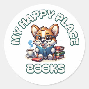 Cute gift for those who love books and reading classic round sticker