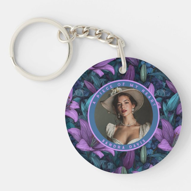 Cute Gifts For Dad Custom Lilies Key Ring (Front)